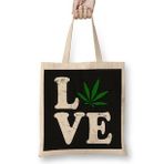Humuts Love The Marijuana Weed Leaf Funny Cannabis 02 Bez Uzun Saplı Açık Bej Rengi Çanta