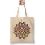 Humuts Mandala Renkli Hat Sanatı Bez Çanta