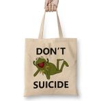 Humuts Meme Don't Kermit Suicide Açık Bej Uzun Saplı Bez Çanta