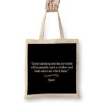 Humuts Mindfulness Rumi Musical Instrument Quote Bez Uzun Saplı Açık Bej Rengi Çanta