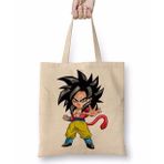 Humuts Minigoku Super Sayajin Bez Uzun Saplı Açık Bej Rengi Çanta
