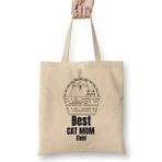 Humuts Mothers Day 2021 Best Cat Mom Ever Funny Bez Uzun Saplı Açık Bej Rengi Çanta