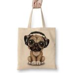 Humuts Müzik Pug Köpek Bez Çanta
