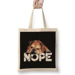 Humuts Nope Lazy English Bulldog Dog Lover Gift Bez Uzun Saplı Açık Bej Rengi Çanta