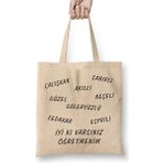 Humuts Öğretmen Günü Öğretmene Güzel Söz 01 Bez Kadın Günlük Çanta