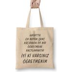 Humuts Öğretmen Günü Öğretmene Güzel Söz Bez Kadın Günlük Çanta