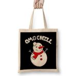 Humuts Omg Chill Awesome Christmas Snowman Funny Pun Bez Kadın Günlük Çanta