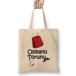 Humuts Osmanlı Torunu Bez Uzun Saplı Açık Bej Rengi Çanta