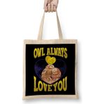 Humuts Owl Always Love You Adorable Owl Pun Bez Uzun Saplı Açık Bej Rengi Çanta