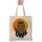 Humuts Owl Baykuş Bez Uzun Saplı Açık Bej Rengi Çanta