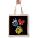 Humuts Peace Love Volleyball Player Game Team Coach Setter Training Bez Çanta