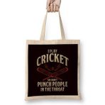 Humuts Play Cricket Dont Punch People Cricketer Team Coach Bez Uzun Saplı Açık Bej Rengi Çanta