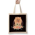 Humuts Pomeranian Flowers Pommy Pom Dog Breed German Spitz Puppy Bez Kadın Günlük Çanta