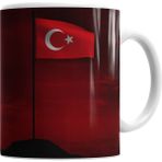 Humuts Porselen Beyaz Bayrakları Bayrak Yapan Üstündeki Kandır Kupa Bardak