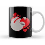 Humuts Porselen Beyaz Cute Adorable Valentines Day Sloth Hugging Heart Kupa Bardak