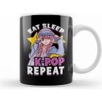 Humuts Porselen Beyaz Cute Funny Eat Sleep K Pop Repeat Korean Music Kupa Bardak