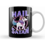 Humuts Porselen Beyaz Cute Funny Hail Satan Unicorn Satanic Metal Pun Kupa Bardak