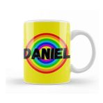 Humuts Porselen Beyaz Daniel Name Personalized Custom Vintage Retro Rainbow Design Gift Baby Gift For Him Kupa Bardak