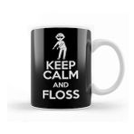 Humuts Porselen Beyaz Flossing Keep Calm And Floss Kupa Bardak