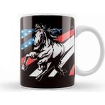 Humuts Porselen Beyaz Us American Flag Horse Riding Equestrian Sport Horseshoe Kupa Bardak