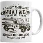 Humuts Porselen Beyaz Us Army Ambulance Kupa Bardak