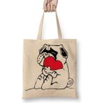 Humuts Pug Köpek 07 Bez Kadın Günlük Çanta