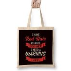 Humuts Red Hair Warning Label Ginger Redhead Orange Red Haired Bez Uzun Saplı Açık Bej Rengi Çanta