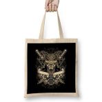 Humuts Samurai Helmet Floral Emblem Bez Uzun Saplı Açık Bej Rengi Çanta