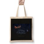 Humuts Santa Claus Merry Christmas Gift Bez Uzun Saplı Açık Bej Rengi Çanta
