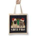Humuts Santa Paws Christmas Pug And Cat Bez Uzun Saplı Açık Bej Rengi Çanta