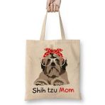 Humuts Shih Tzu Mom Bandana Womens Shih Tzu Dog Bez Uzun Saplı Açık Bej Rengi Çanta