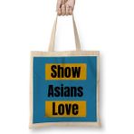 Humuts Show Asians Love Stop Asian Hate Bez Uzun Saplı Açık Bej Rengi Çanta