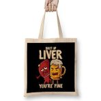 Humuts Shut Up Liver You're Fine Drinking Pun Funny Beer Bez Kadın Günlük Çanta
