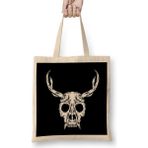 Humuts Skull With Antlers Creepy Gorilla Antlers Cool Unique Animal Skull Bez Kadın Günlük Çanta