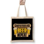 Humuts Snowboard Beer Repeat Funny Snowboarder Party Bez Kadın Günlük Çanta