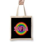 Humuts Sofia-Name Personalized Custom - Vintage Retro Rainbow Style Design Gift Baby-Gift For Her Bez Kadın Günlük Çanta