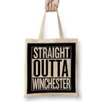 Humuts Straight Outta Winchester Supernatural White Bez Çanta