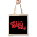 Humuts Stray Kids Skz Stay Swirl Red Typography Bez Uzun Saplı Açık Bej Rengi Çanta