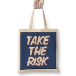 Humuts Take The Risk Slogan Bez Uzun Saplı Açık Bej Rengi Çanta