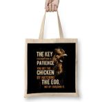 Humuts The Key Is To Patience Chicken Bez Uzun Saplı Açık Bej Rengi Çanta