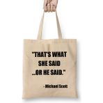 Humuts The Office Michael Scott Quote Thats What She Said Or He Said Bez Uzun Saplı Açık Bej Rengi Çanta