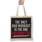 Humuts The Only Bad Workout Is The One You Dont Do Bez Uzun Saplı Açık Bej Rengi Çanta