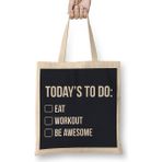 Humuts Things To Do Eat Workout Be Awesome Bez Uzun Saplı Açık Bej Rengi Çanta