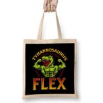 Humuts Tyrannosaurus Flex Funny Gym Workout Pun T-Rex Bez Kadın Günlük Çanta