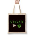 Humuts Vegan Is Love Heart Vegetarian Veganism Veggie Vegetarianism Uzun Saplı Bez Çanta