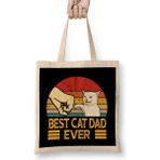 Humuts Vintage Best Cat Dad Ever Bump Fit Cat Dad Funny Fathers Day Kedi Kadın Günlük Çanta