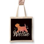 Humuts Westie West Highland Terrier Dog Breed Dogs Owner Lover Bez Uzun Saplı Açık Bej Rengi Çanta