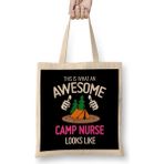 Humuts What An Awesome Camp Nurse Looks Like Bez Uzun Saplı Açık Bej Rengi Çanta