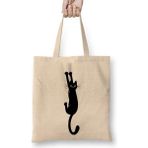 Humuts Yaramaz Kedi Black Cat Holding Bez Uzun Saplı Açık Bej Rengi Çanta