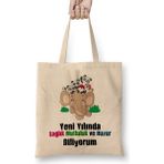 Humuts Yeni Yıl Hediyesi Mutlu Yıllar 08 Bez Kadın Günlük Çanta